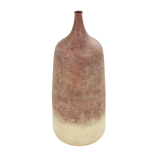 20" Copper Metal Distressed Textured Ombre Vase
